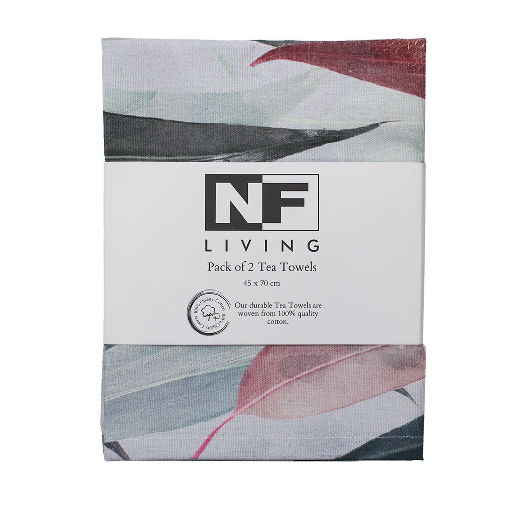 2x 2pc NF Home & Entertaining Essentials Leaves Tea Towel 45x70cm Multicoloured