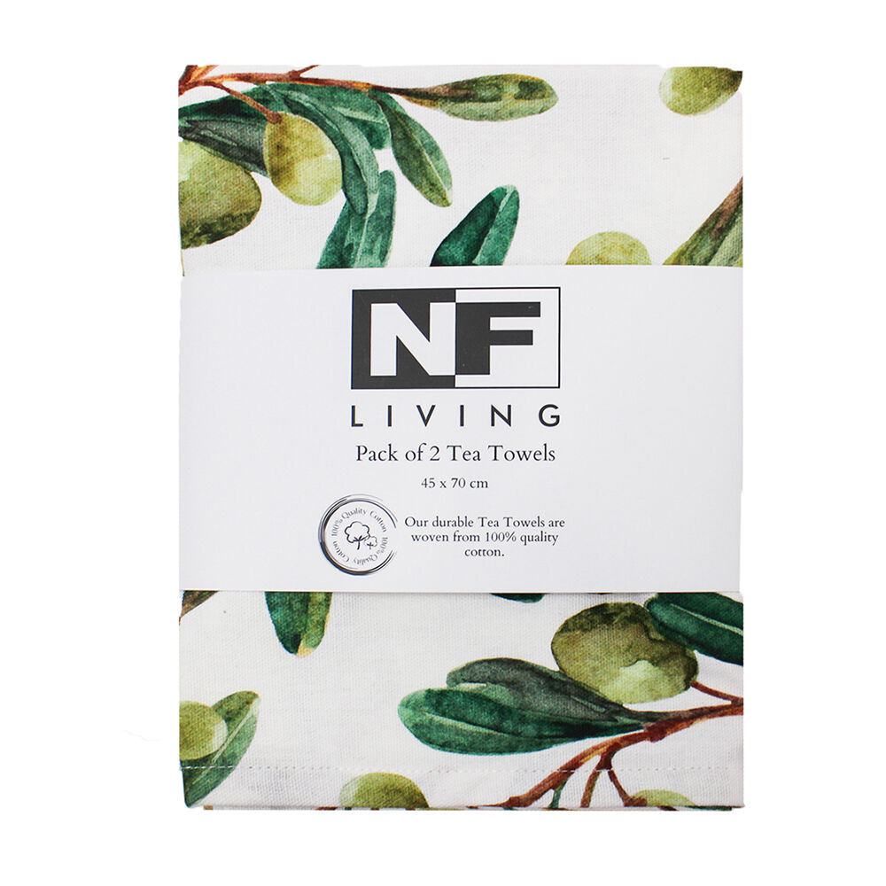 2pc NF Home & Entertaining Essentials Olives Tea Towel 45x70cm Green