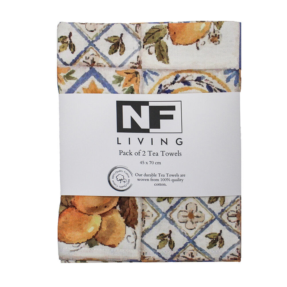 4PK NF Home & Entertaining Essentials PortTile Tea Towel 45x70cm Multicoloured