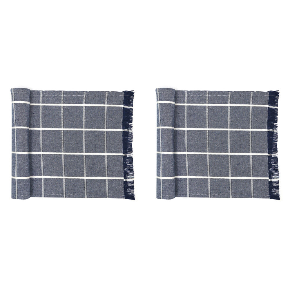 2PK NF Home & Entertaining Essentials Greenland Table Runner 180x35cm Woven Blue