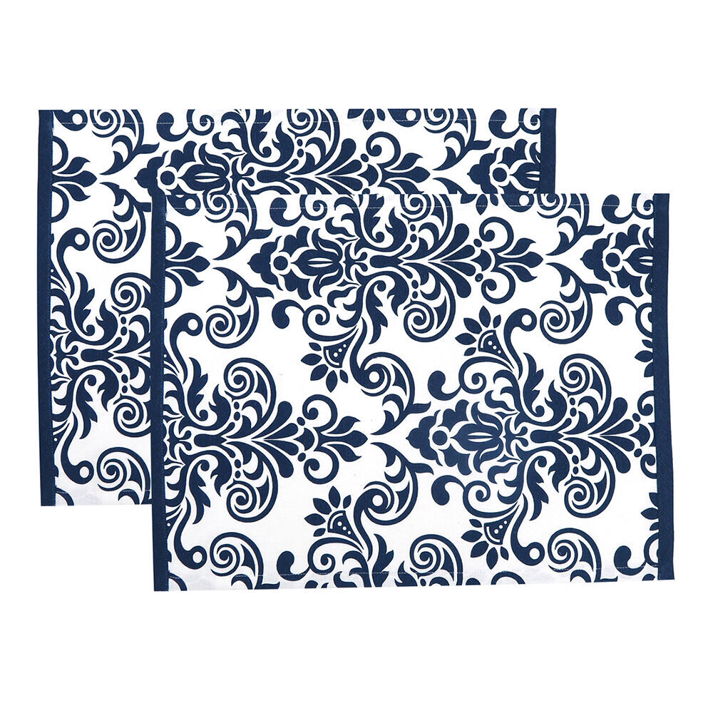 4x 2pc NF Home & Entertaining Essentials Ornamental Placemat 33x45cm Solid Blue