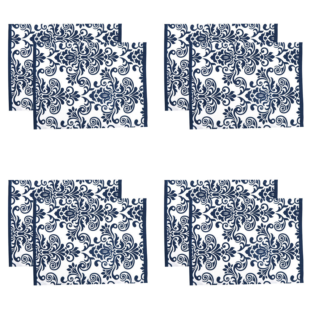 4x 2pc NF Home & Entertaining Essentials Ornamental Placemat 33x45cm Solid Blue