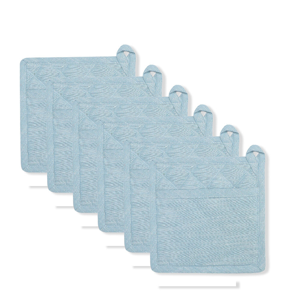 6PK NF Home & Entertaining Essentials Elysian Potholder 20x20cm Quilted Blue