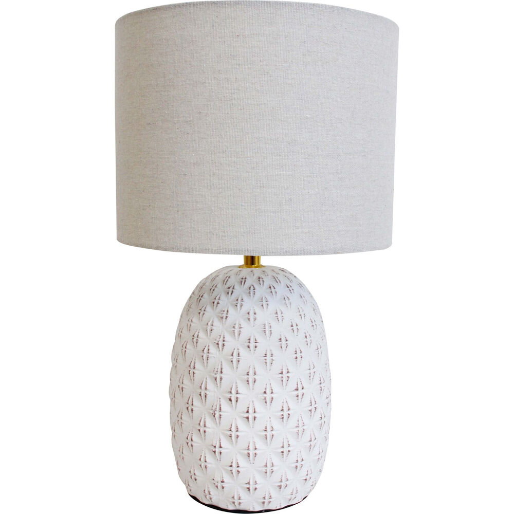 LVD Artichoke Lamp Light E27 Bulb w/ Linen Shade 41cm - White