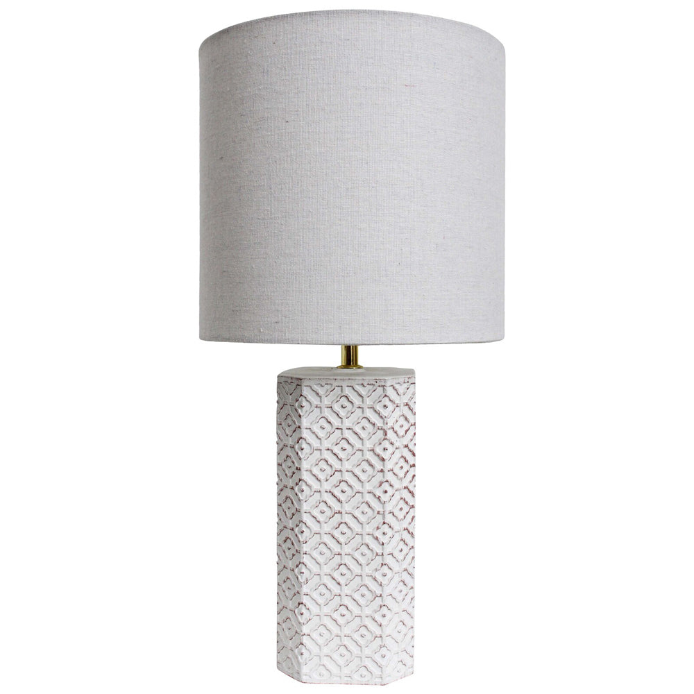 LVD Paragon Ceramic/Linen 53cm Lamp Home/Office Table Decor - White