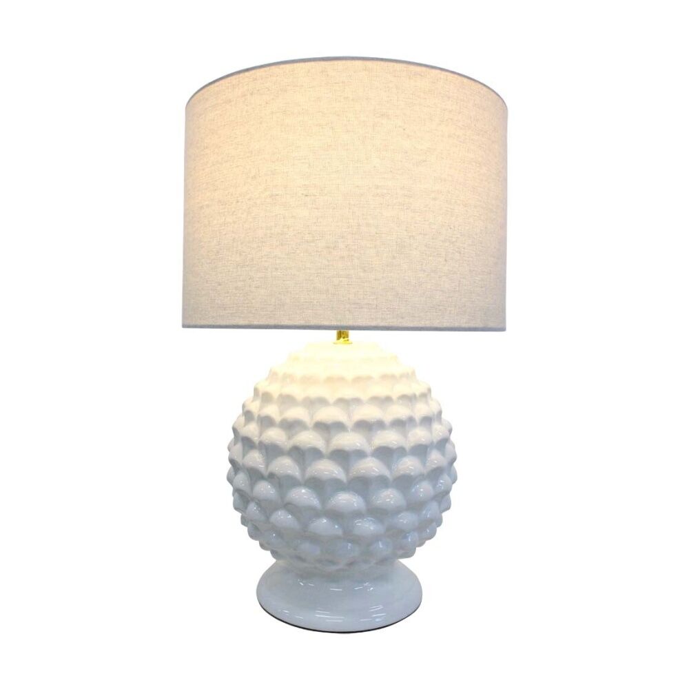 LVD Artichoke Lamp Ceramic Base w/ Linen Shade 38x58.5cm - White