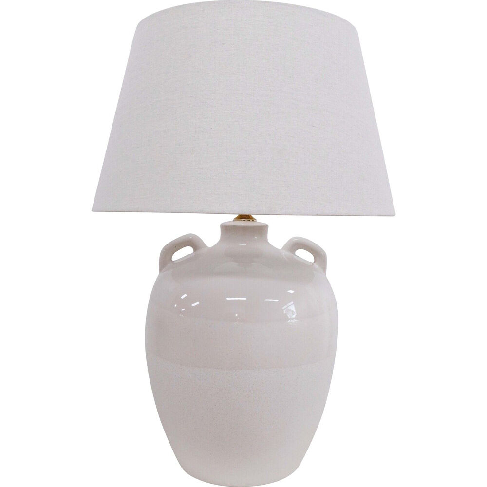 LVD Ceramic/Linen Oversized Porto Bedroom Table Lamp XXL 50x73cm White