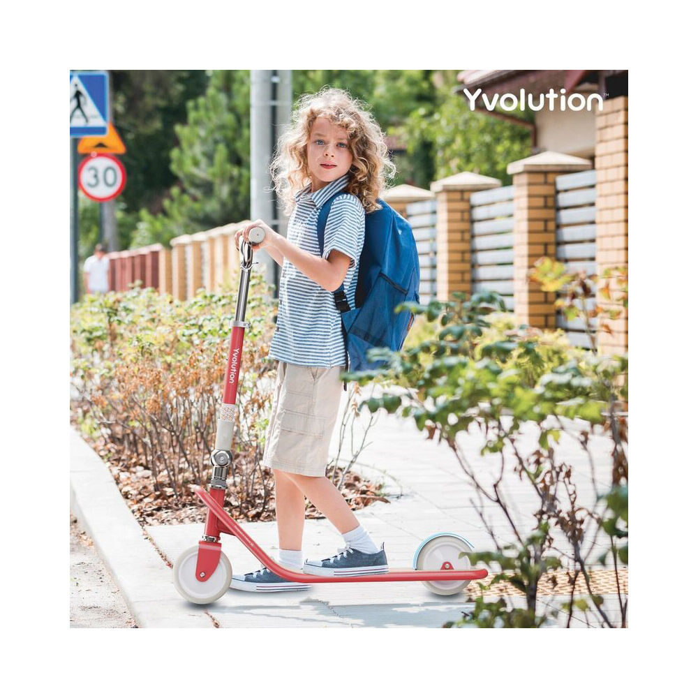 Yvolution Classic 2 Wheel Kids Push Scooter Ride On Toy 5y Red