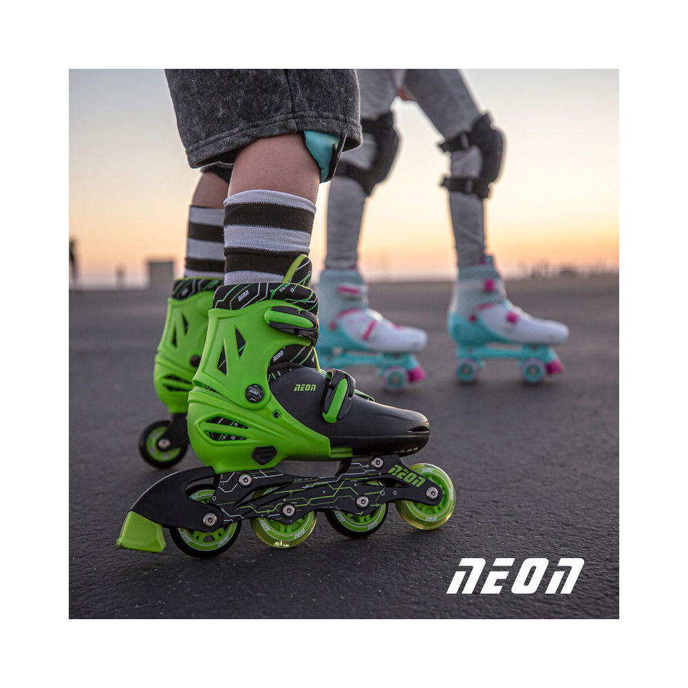 Yvolution Neon Inline Roller Skates Size 3-6 Green 5y+