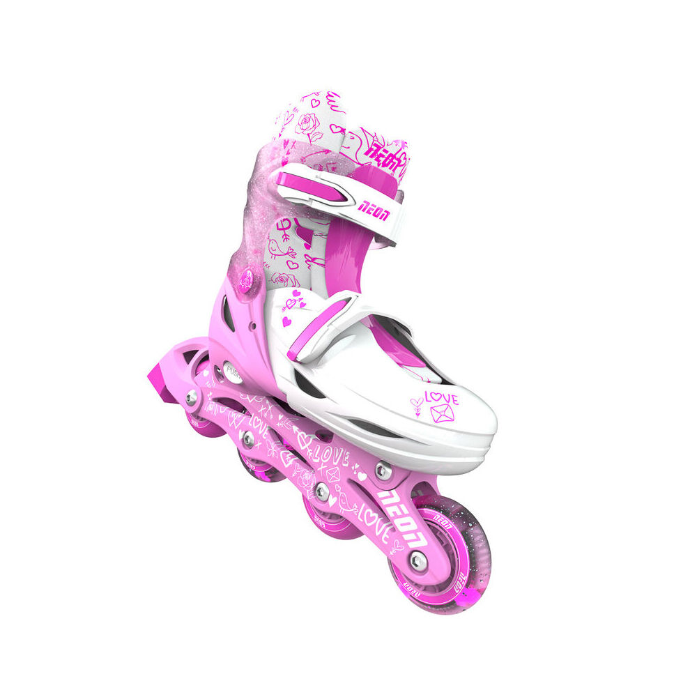 Yvolution Neon Inline Roller Skates Size 3-6 Pink 5y+