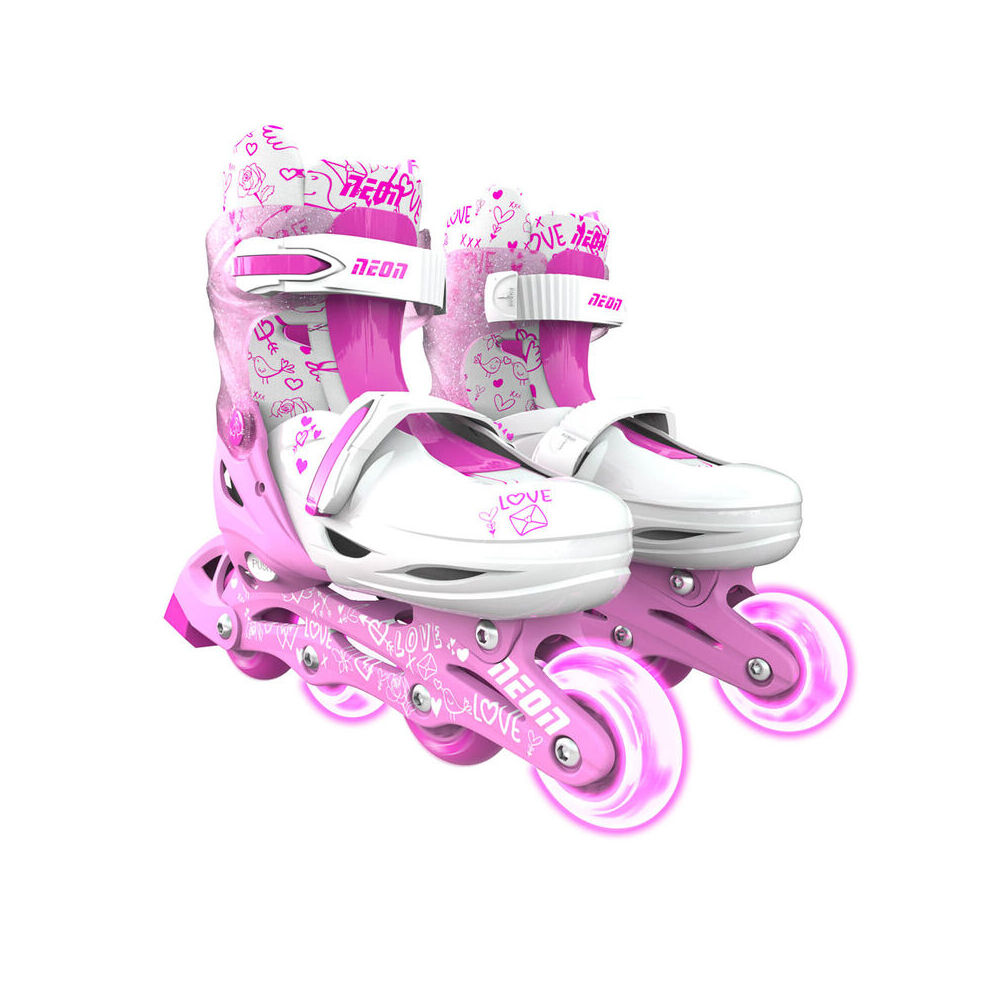 Yvolution Neon Inline Roller Skates Size 3-6 Pink 5y+