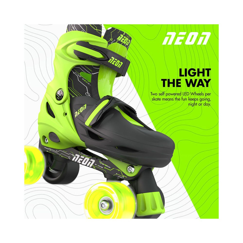 Yvolution Neon Combo Roller Skates Size 3-6 Green 8y+