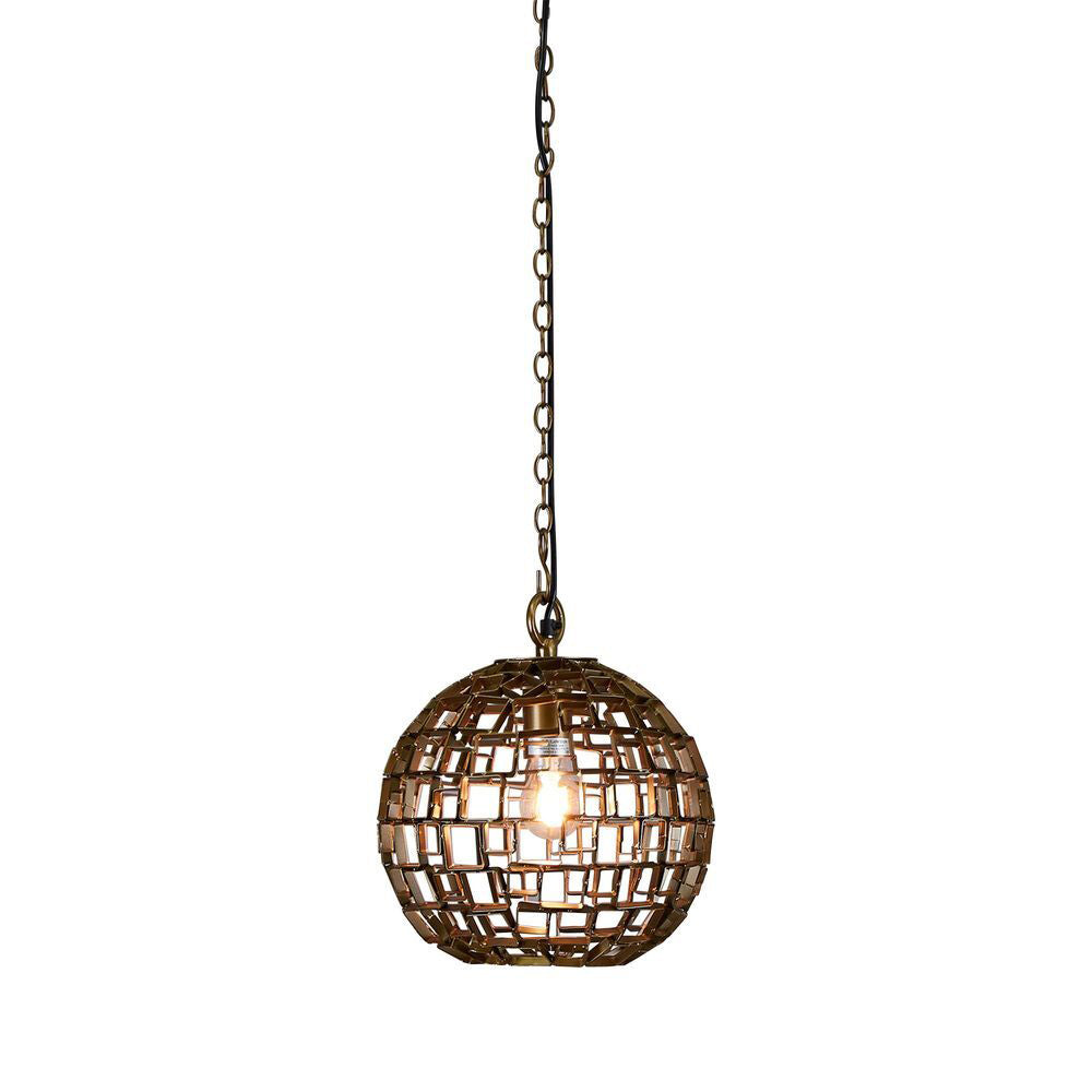 Belle Mondrian Iron Ceiling Pendant Light Small 34cm - Antique Brass