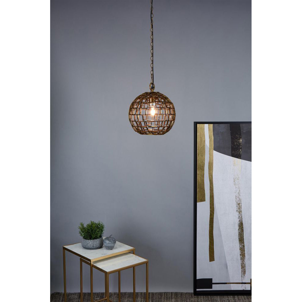 Belle Mondrian Iron Ceiling Pendant Light Small 34cm - Antique Brass