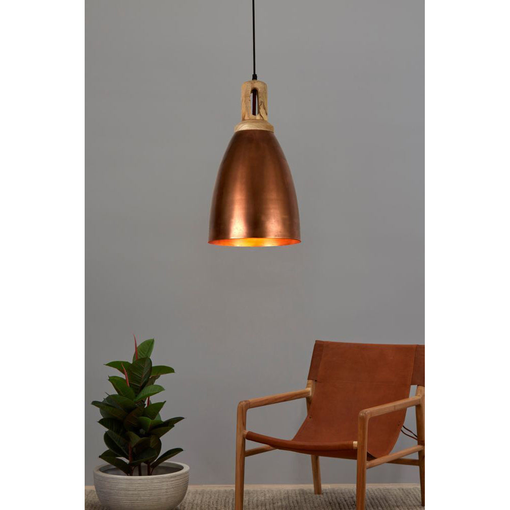 Belle Lewis Iron Ceiling Pendant Light 43cm- Antique Copper