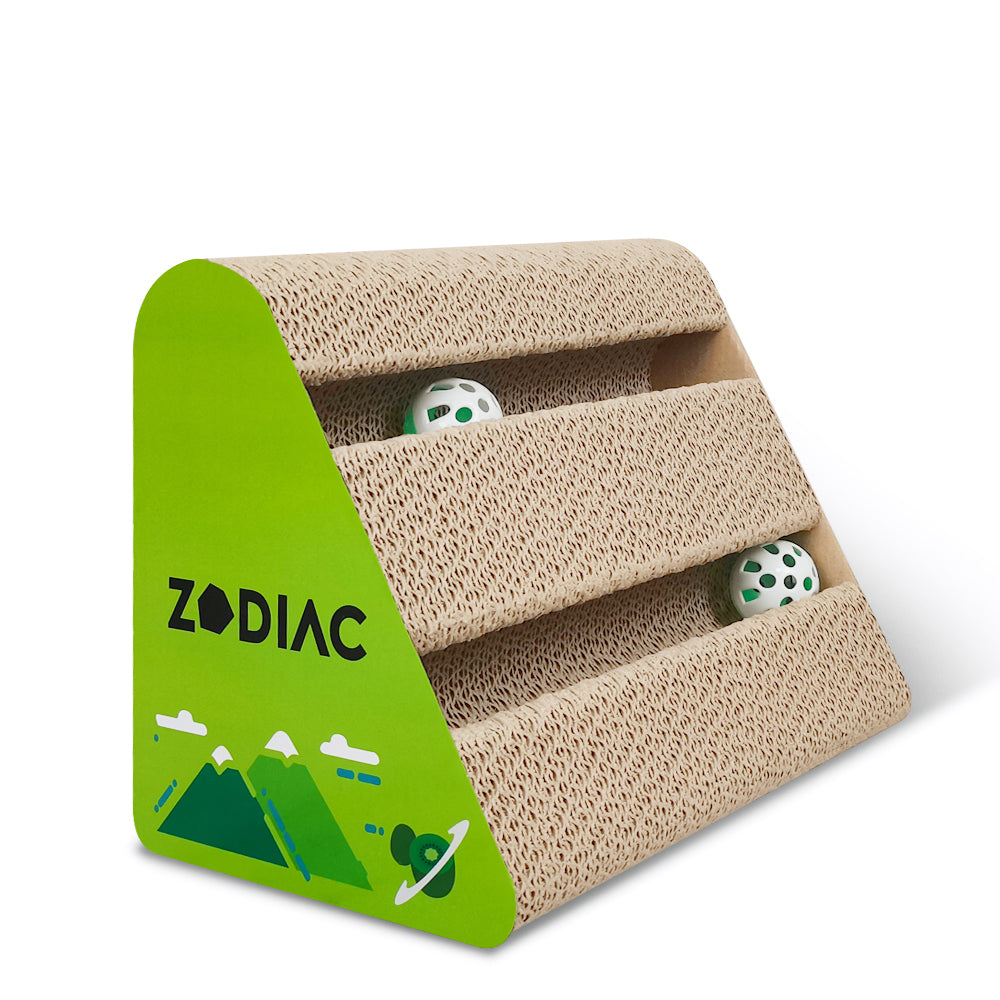 2x Zodiac Kiwi 28x17cm Triangle Cat Scratcher w/ Ball