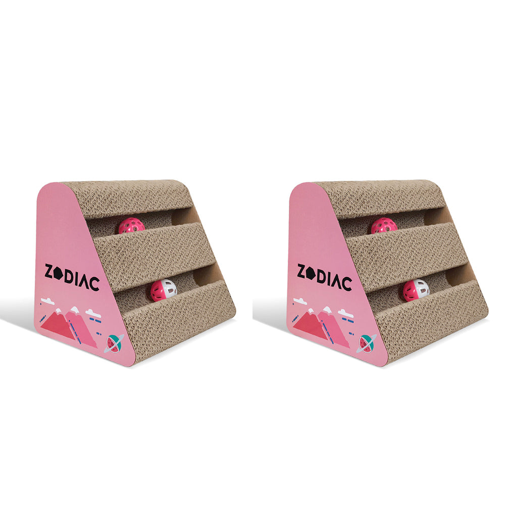 2x Zodiac Watermelon 28x17cm Triangle Cat Scratcher w/ Ball