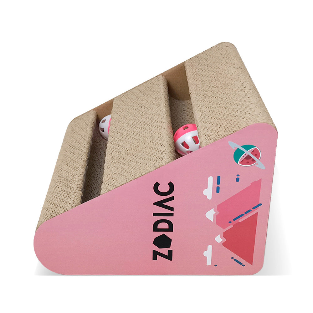 2x Zodiac Watermelon 28x17cm Triangle Cat Scratcher w/ Ball